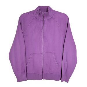 TNA (Aritzia) | Full-zip Cotton Knit Sweater | S | Purple | Athleisure | Casual